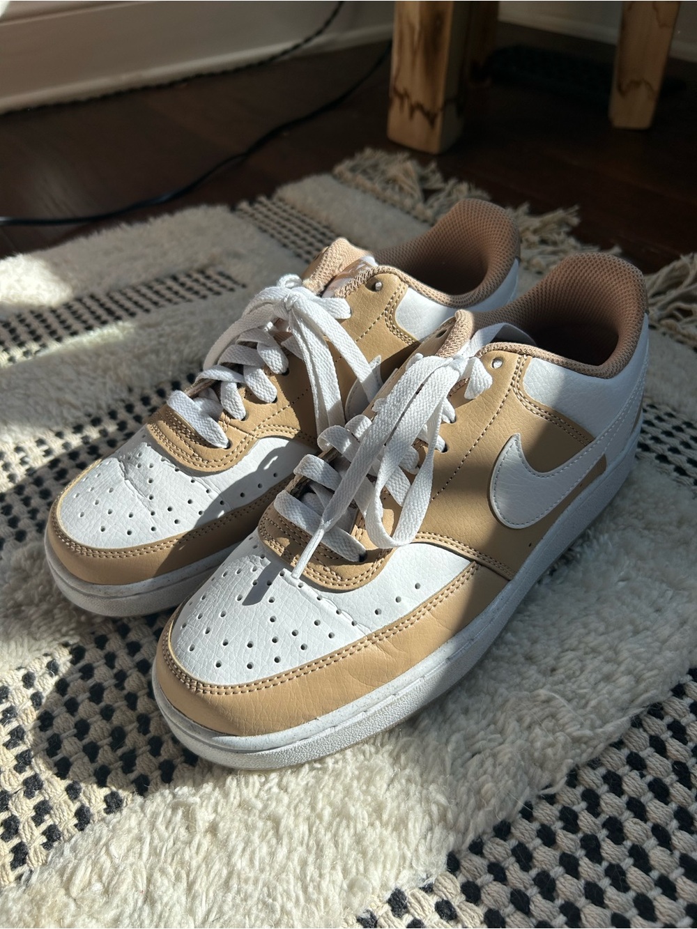 Nike Women’s Low-Top Sneakers in White & Tan